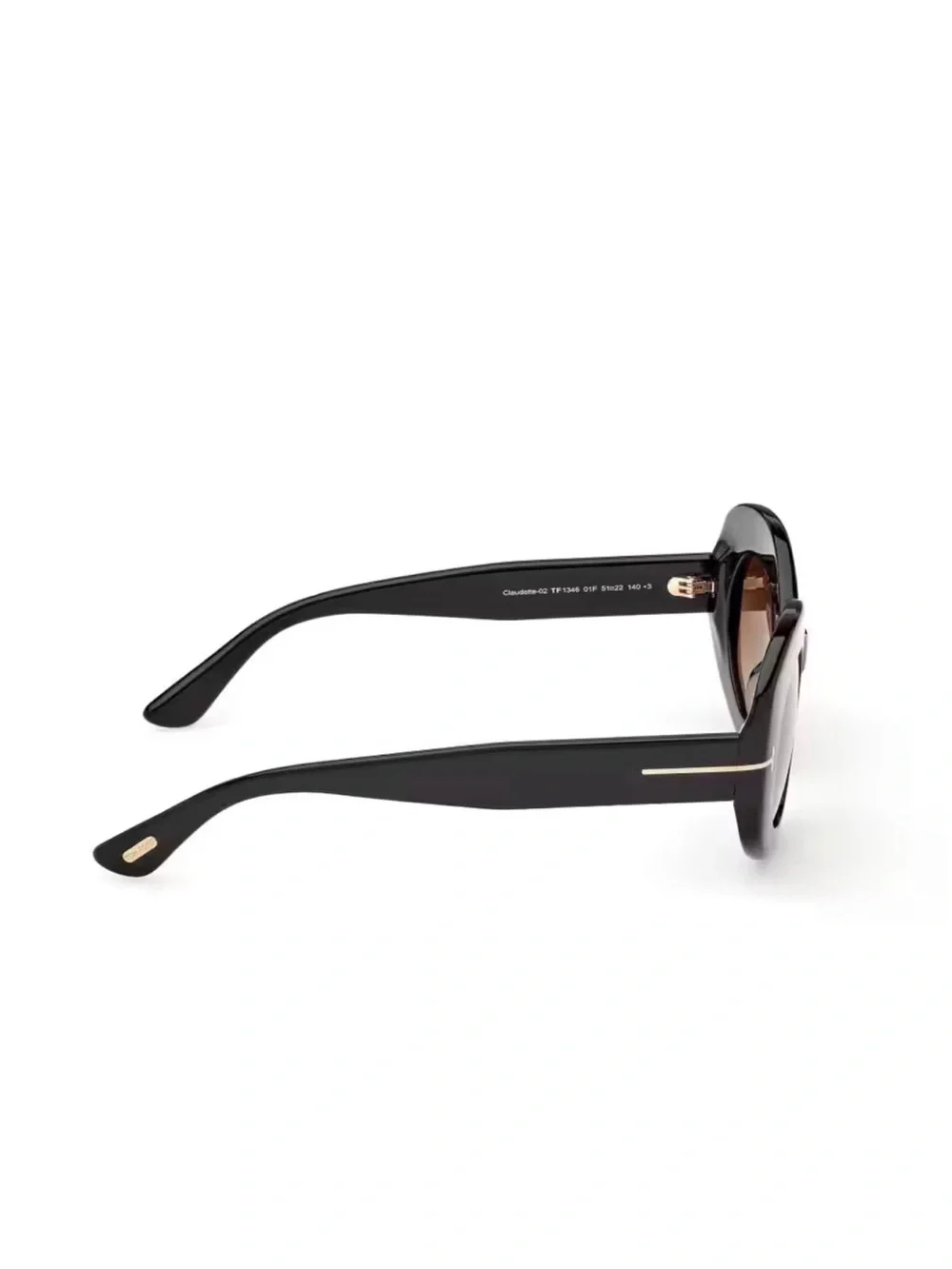 Tom Ford Black Round Sunglasses with Brown Gradient Lenses  Claudette 02. TF1346